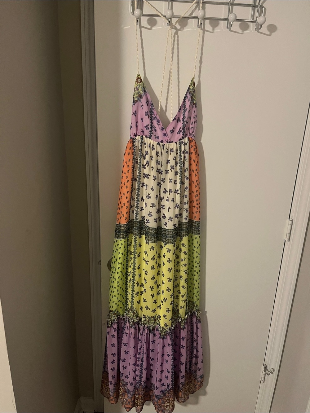 Forever 21 Lavender, Orange, Yellow & Green Patchwork Maxi Dress
